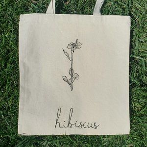 Hand Painted Hibiscus Tote Bag